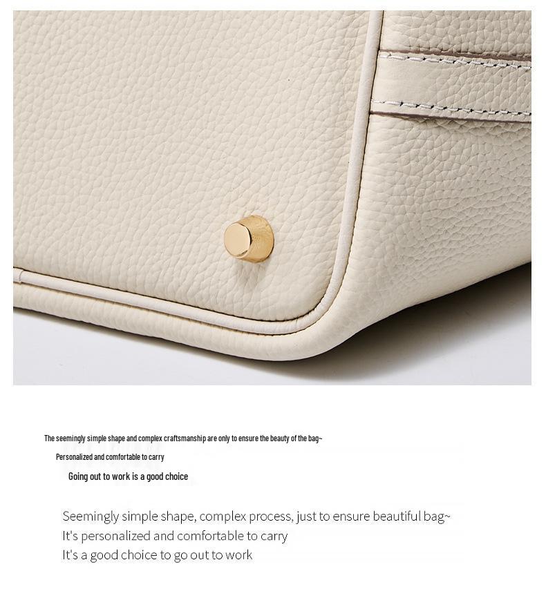 Women's Niche Design Casual Genuine Leather Bucket Handbag