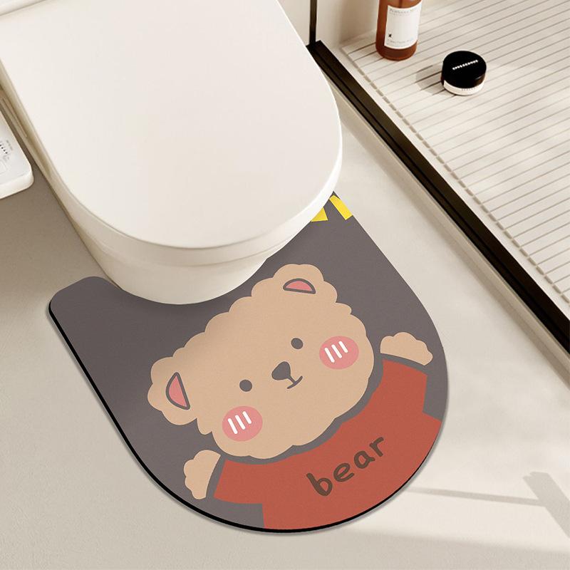 Коврик для ванной комнаты, впитывающий диатомовую грязь, мягкий коврик для унитаза, быстросохнущий противоскользящий коврик, U-образный коврик для ног унитаза