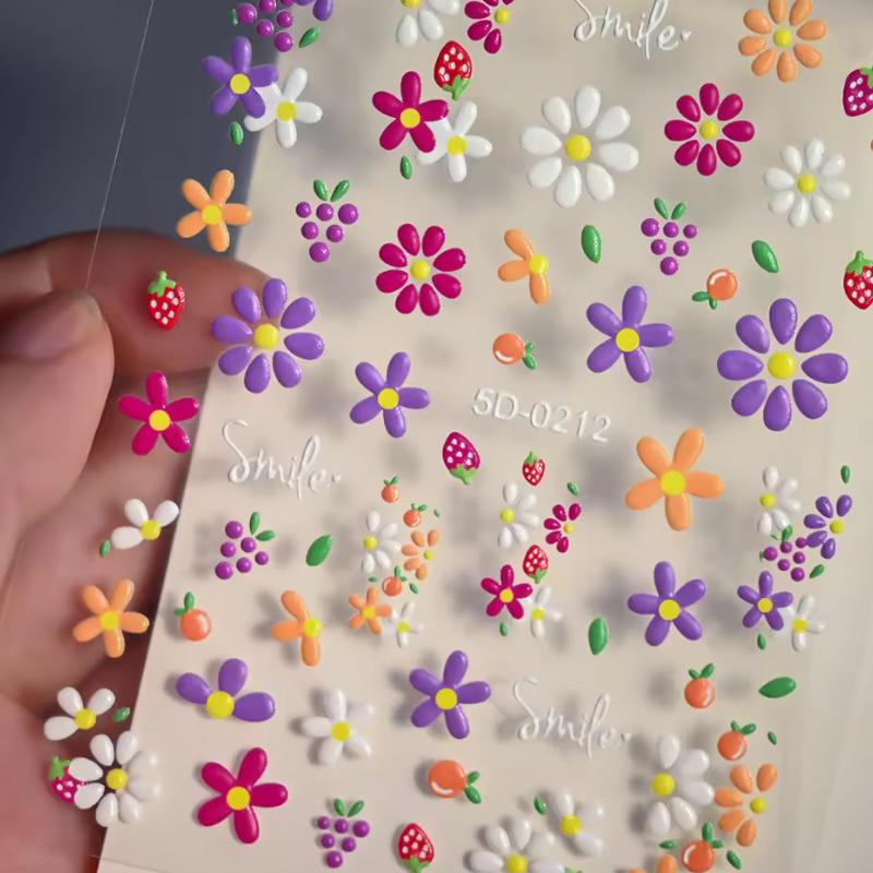 5D Изысканный Цветочный Наклейка для Ногтей 8*10см Самоклеящаяся Роскошная Наклейка для Дизайна Ногтей с Маргаритками Декор 1 лист Красочная Цветочная Наклейка для Ногтей