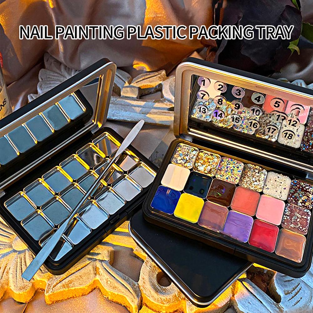 18 сеток акварель пигмент упаковка мини ручной увлажняющий ящик для хранения магнитная пустая акварель палитра принадлежности для дизайна ногтей