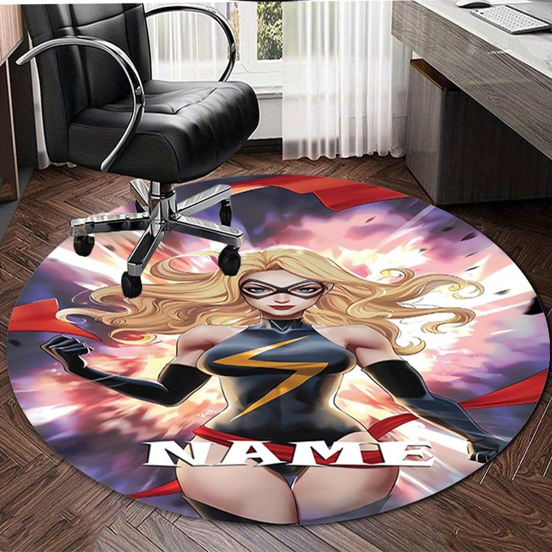 Personalized M-Marvel Round Chair Office Rug - Perfect for Mat, Office Chair & More - Ideal Gift for Birthdays and Holidays