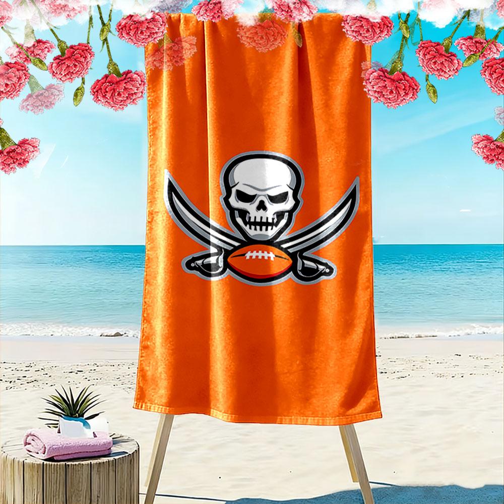 Pirate Skull with Football Design Beach Towel Quick-drying for Travel Outdoor Sports Jogging Beach and Swimming