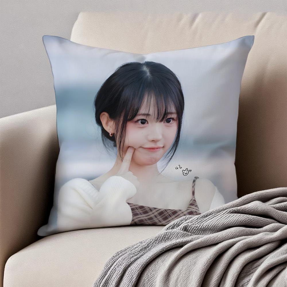 Popular Kpop Idol QWER HHina Jang Nayoung Cushion Cover Pillowcase Antidustmite Invisible Zipper Short Plush Sofa Cushion