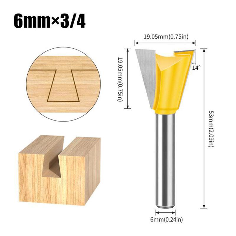 6 шт. 6 мм 1/4-дюймовый хвостовик фрезы для соединения ласточкин хвост набор 14 градусов деревообрабатывающий гравировальный резец фреза для дерева
