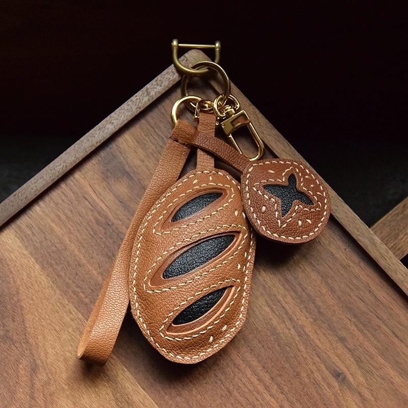 Ручная работа/щелочная вода хлеб оригинальный кожаный брелок для ключей от машины индивидуальная милая нишевая модная цепочка для ключей для девушки
