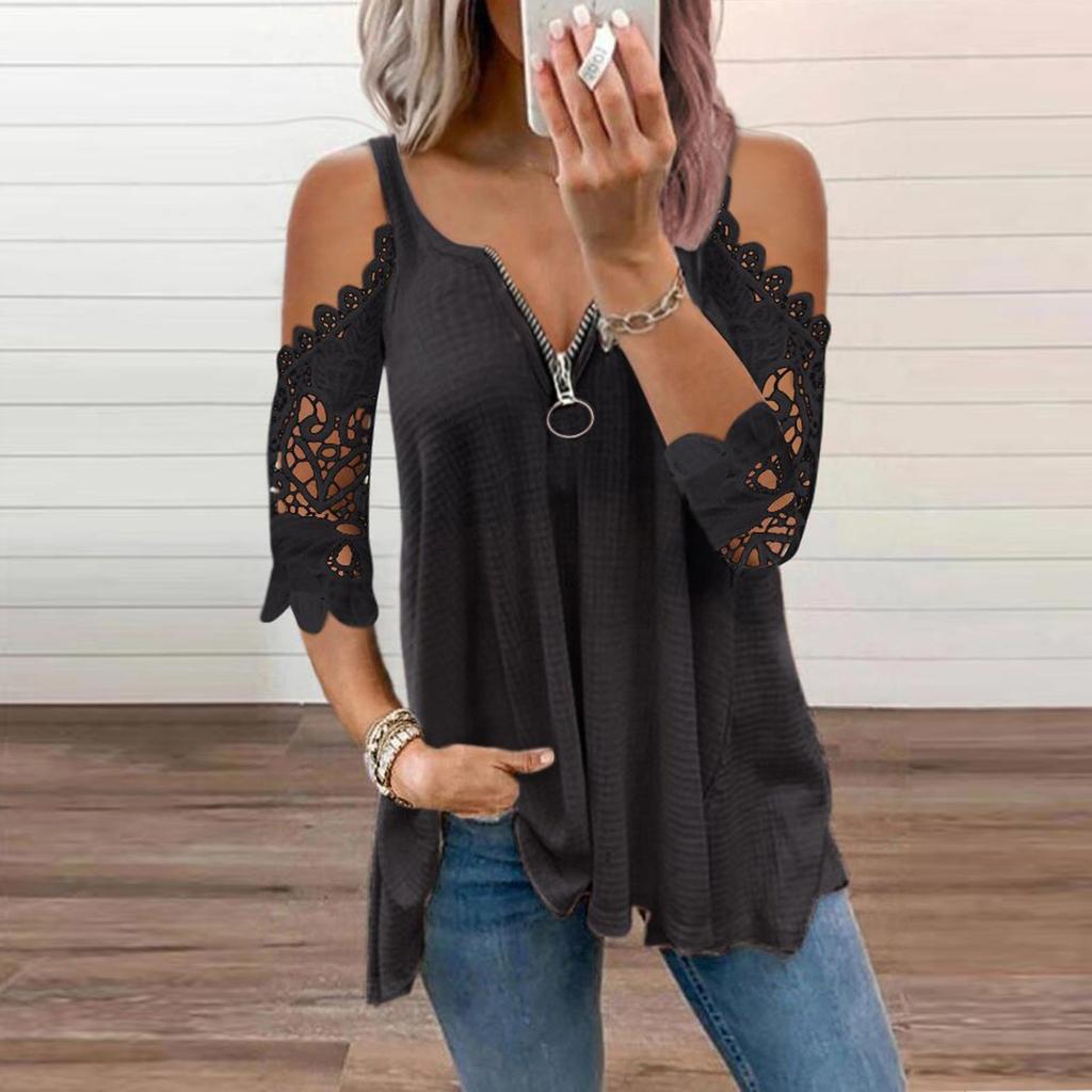 Женская летняя пляжная туника с открытыми плечами, топы, блузка с короткими рукавами, повседневные футболки больших размеров, рабочие футболки больших размеров