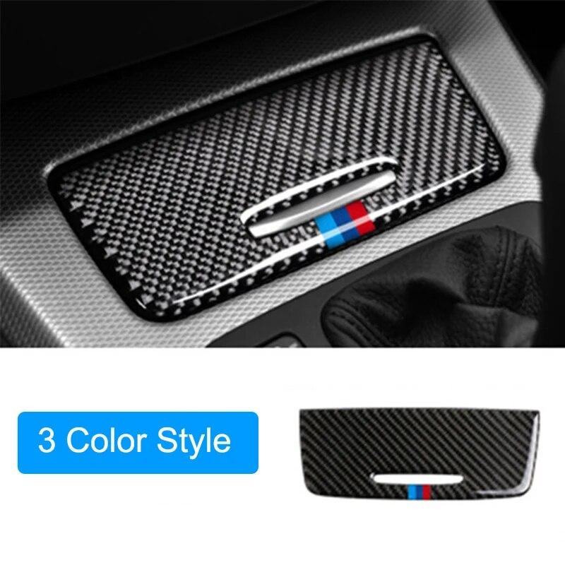 Carbon Fiber Auto Storage Box Panel Trim Cover Decoration Stickers Interior For BMW E90 E92 E93 3 Series 2005-12 Car Accessories
