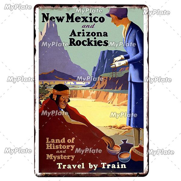 USA Tin Signs Vintage Metal Sign City Plaque Wall Decor for Garage Bar Pub Man Cave Decorative Plate Iron Country Painting