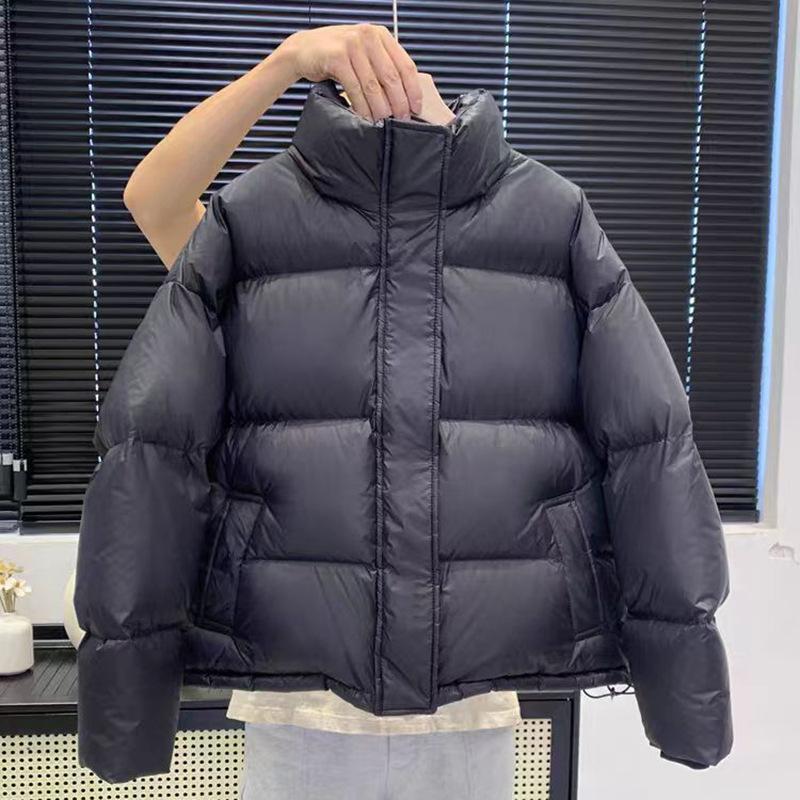 95% белого утиного пуха, высококачественная короткая женская куртка-пуховик 2024 года, зимняя, утолщенная, с воротником-стойкой, повседневная, теплая, для хлеба