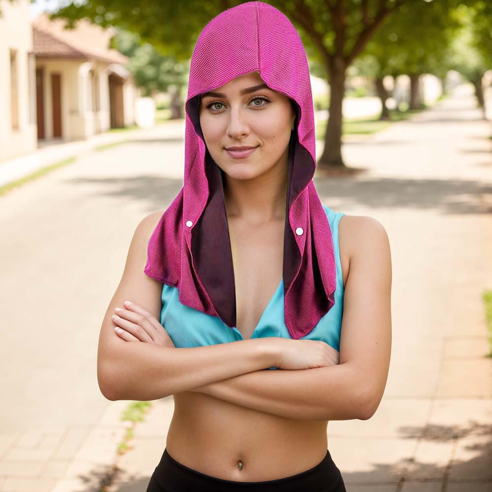 Quick-Dry Cooling Sports Towel Hoodie for Beach, Camping, Fitness & Sun Protection