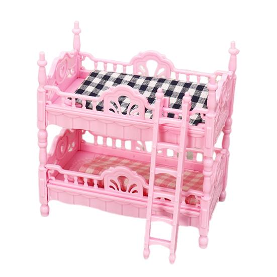 Doll Mansion Furniture Set Miniature Dressing Table Bunk Bed Bedside Table Dolls Bedroom Accessories for Kids Pretend Play