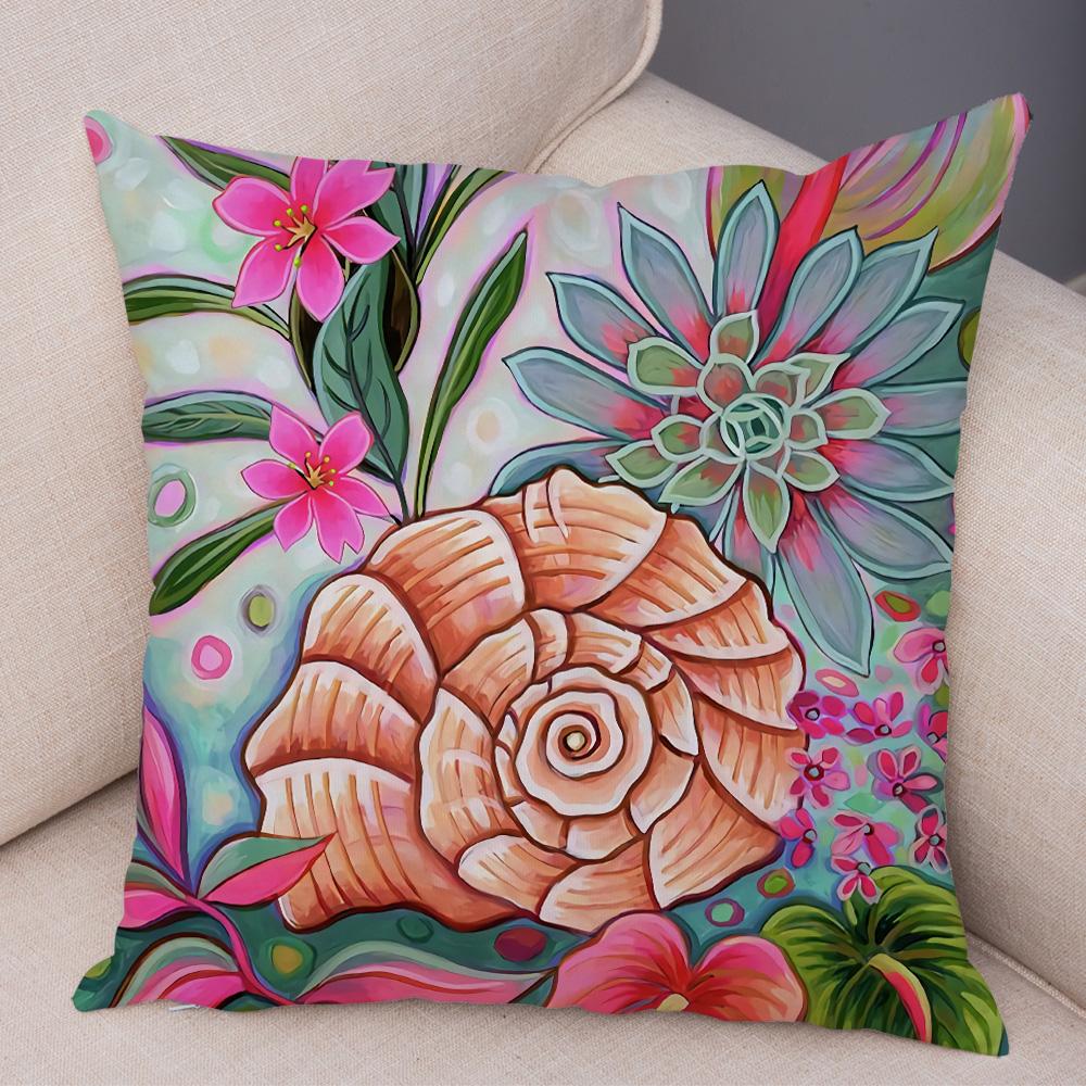 Детская живопись маслом Искусство Наволочка для подушки Обе стороны Плюшевая наволочка Декор Мультяшное растение Наволочка для дивана Дома Машины