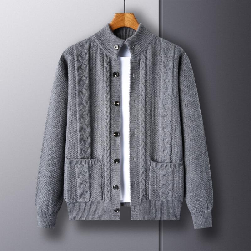 Vintage Jacquard Loose Knit Cardigan Men S Casual Thick Winter Sweater