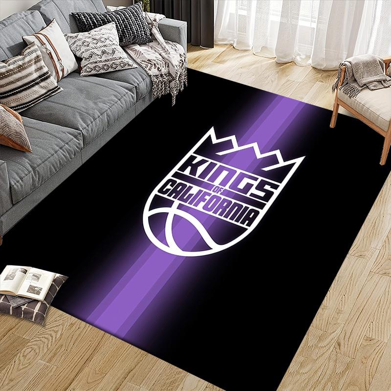 Sacramento Kings Flannel Pattern Square Carpet,Area Rug,Carpet Rug for Living Room Bedroom Sofa Playroom Decor,Non-slip Floor Mat