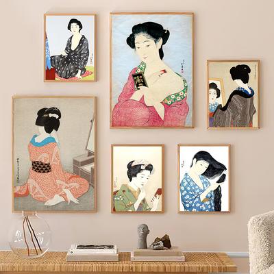 Японская женская галерея искусства Укиёэ Плакат Кимоно Женщина Ретро Ванная комната Картина на холсте Печать Сексуальная комната гейши Домашний декор Винтаж