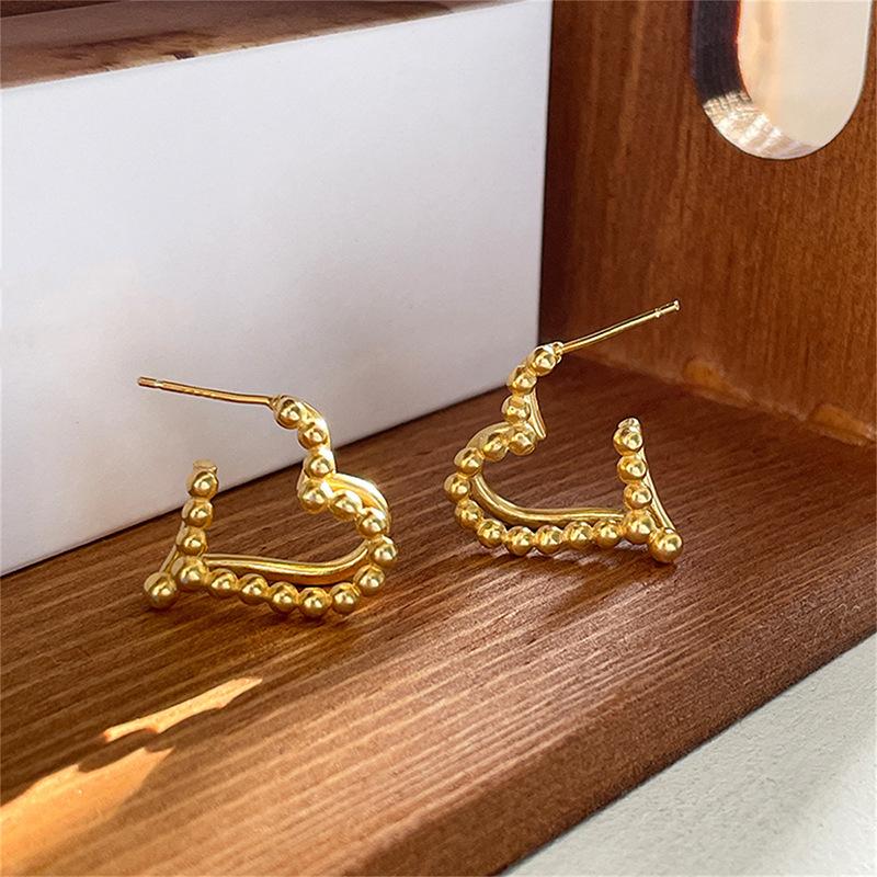 Французские легкие роскошные двухслойные серьги-гвоздики Love женские серьги Ins Niche Temperament нестандартные серьги в стиле ретро