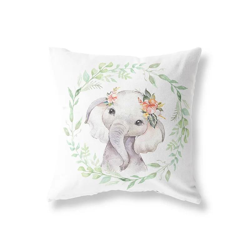 Милый кролик жираф животные декор детской комнаты полиэстер наволочка для подушки диванная подушка украшение дома наволочка для подушки