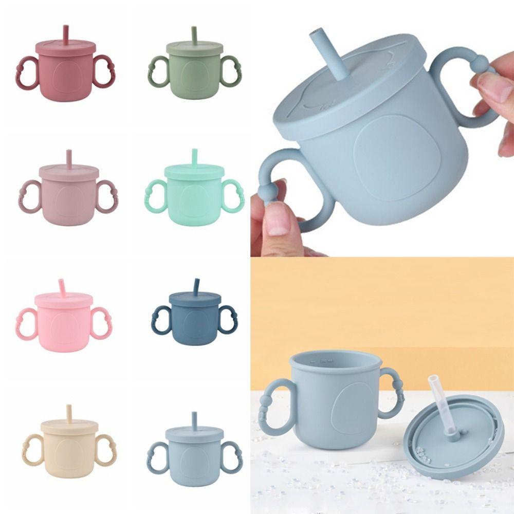 Portable Baby Training Cup Silicone Toddlers Straw Water Bottle BPA Free Toddler Sippy Cups  Kid