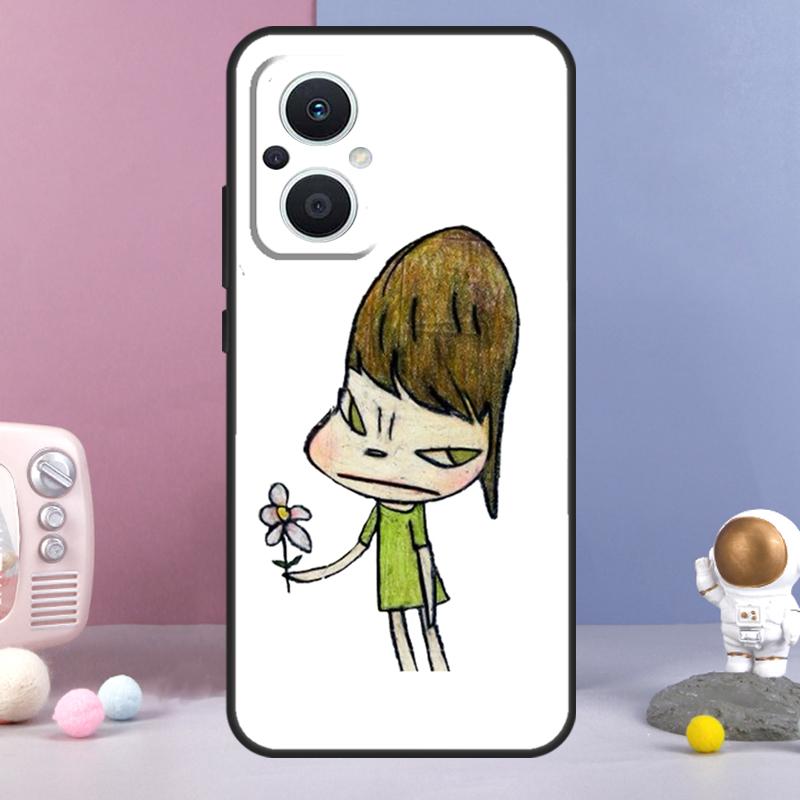Cartoon Aesthetic Yoshitomo Nara Funda For OPPO Reno 14 F 11F 12F 13F 10 11 12 13 Pro 7 8 Lite OPPO Find X8 X6 X5 X9 Pro Case