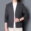 Spring and Autumn Knitted Cardigan Men's Trend Outer Top Thin Solid Color Middle-aged and Young Men's Sweater