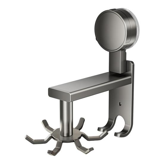 Вращающийся настенный крючок из алюминиевого сплава с присоской, настенный крючок без сверления для хранения кухонных принадлежностей под шкафом