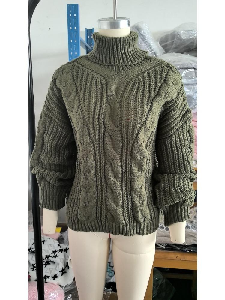 Осенне-зимний женский вязаный топ однотонного цвета с высоким воротником, роскошный, свободного кроя, стройнящий и универсальный