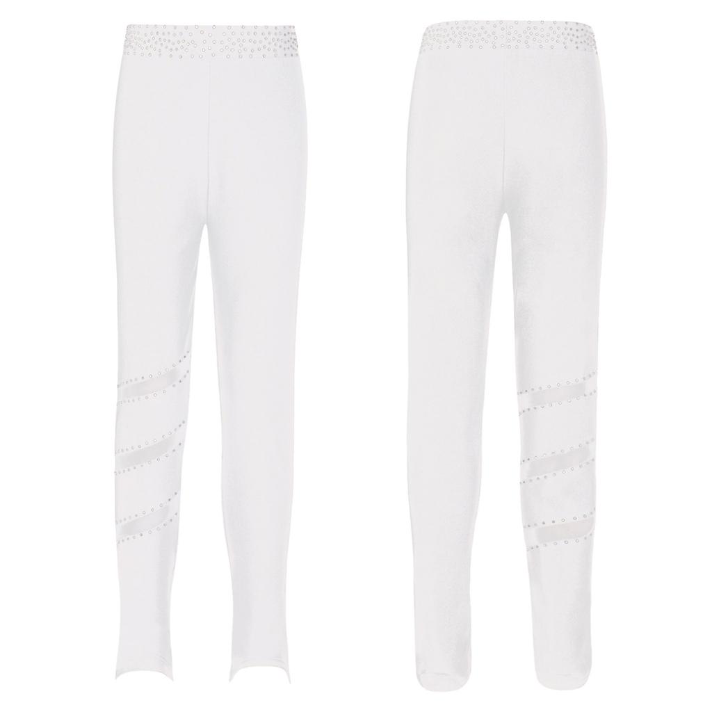 Детские длинные штаны для фигурного катания для девочек, колготки, брюки со стразами, детские леггинсы для катания на коньках