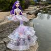 Sparkly Sequin Mermaid Princess Doll Tulle Skirt Pretend Play Toy Mermaid Tail Doll  For Kids