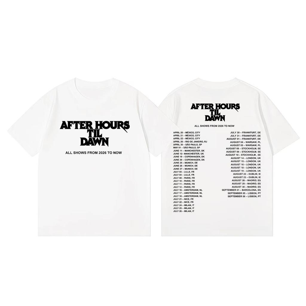 Футболка с принтом рэпера The Weeknd After Hours Til Dawn Tour 2026 Летняя Новая Горячая Унисекс Женская Мода Хлопок Оверсайз Футболка Y2K