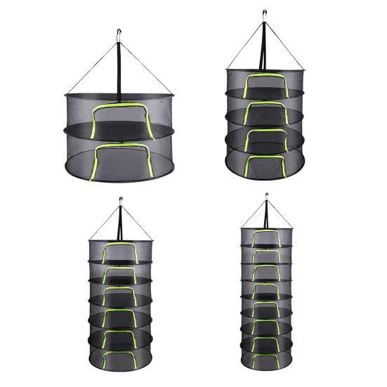60 см складная сетка для сушки трав 2/4/6/8 слоев круглая сетка для сушки растений корзина с молнией прочная для использования в помещении и на открытом воздухе многоцелевая подвесная трава