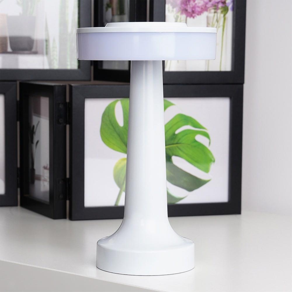LED table lamp, white, wireless, 3 lighting modes, 21 cm