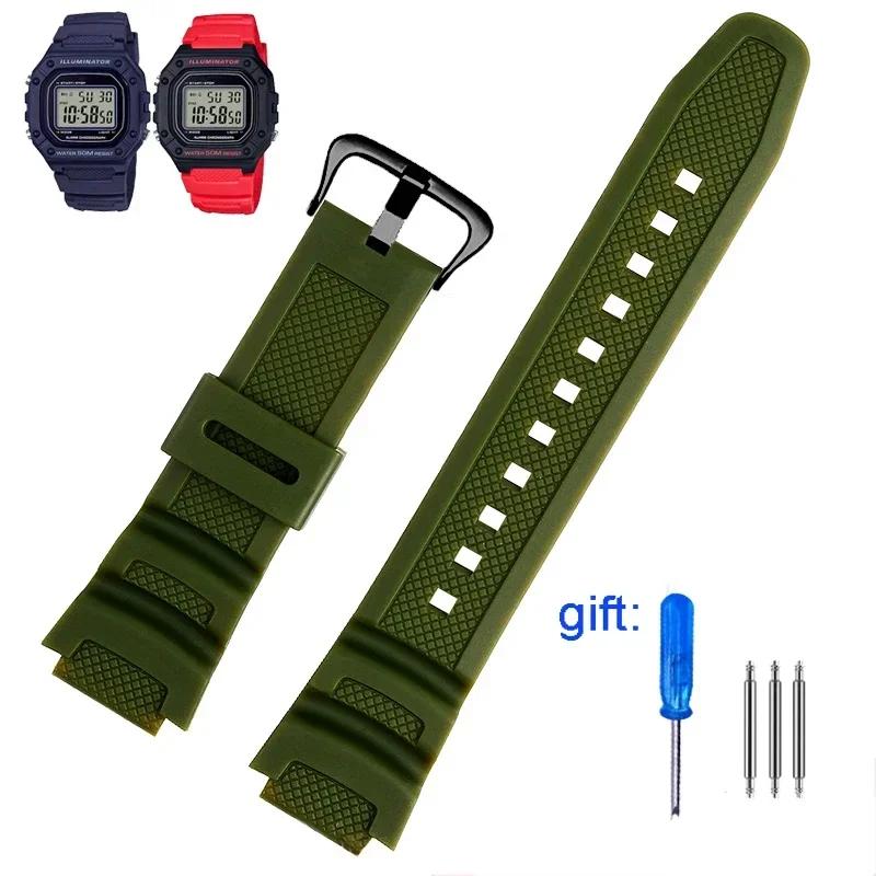 Аксессуары для ремешка часов подходят для Casio Watch W-218h / F-108 AE1200 / 1000 / 1300, смоляные силиконовые ремешки для часов 18 мм