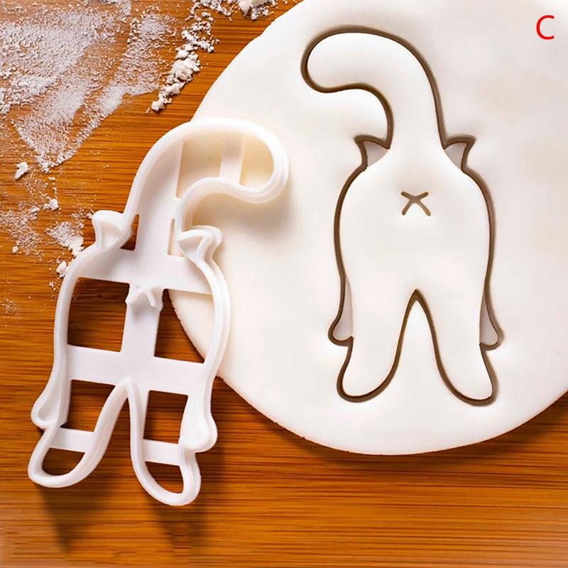 1 Pcs Cat Cookie Cutters Kitty Butt Shape Diy Biscuit Cookie Mold Stamp Bakeware
