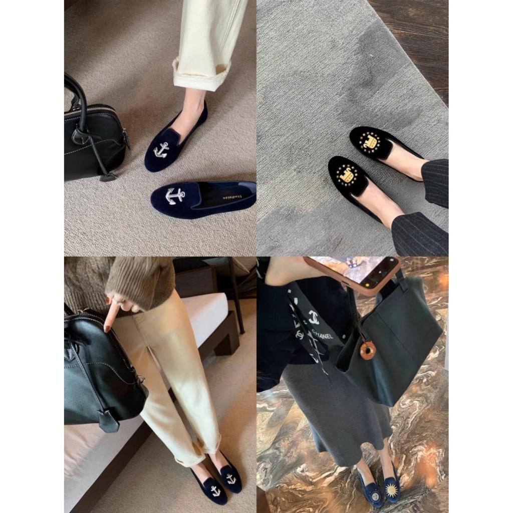 Версия из овчины~ Изысканная вышивка, бархатные лоферы-дуду на плоской подошве с мягкой подошвой