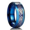 Fashion Men Gold Color Titanium Steel Celtic Dragon Rings Inlay Blue Carbon Fiber Rings For Men Wedding Jewelry Drop Shipping