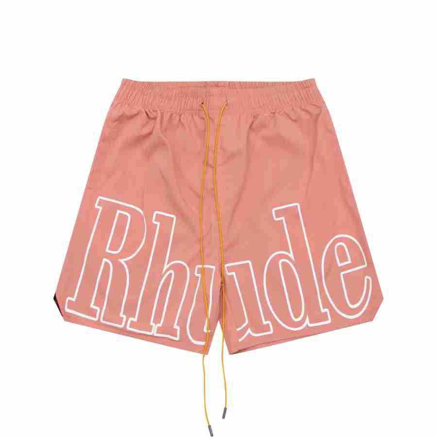 Cross-border European and American trendy brand RHUDE letter logo casual elastic sports shorts men's and women's American high street beach pants