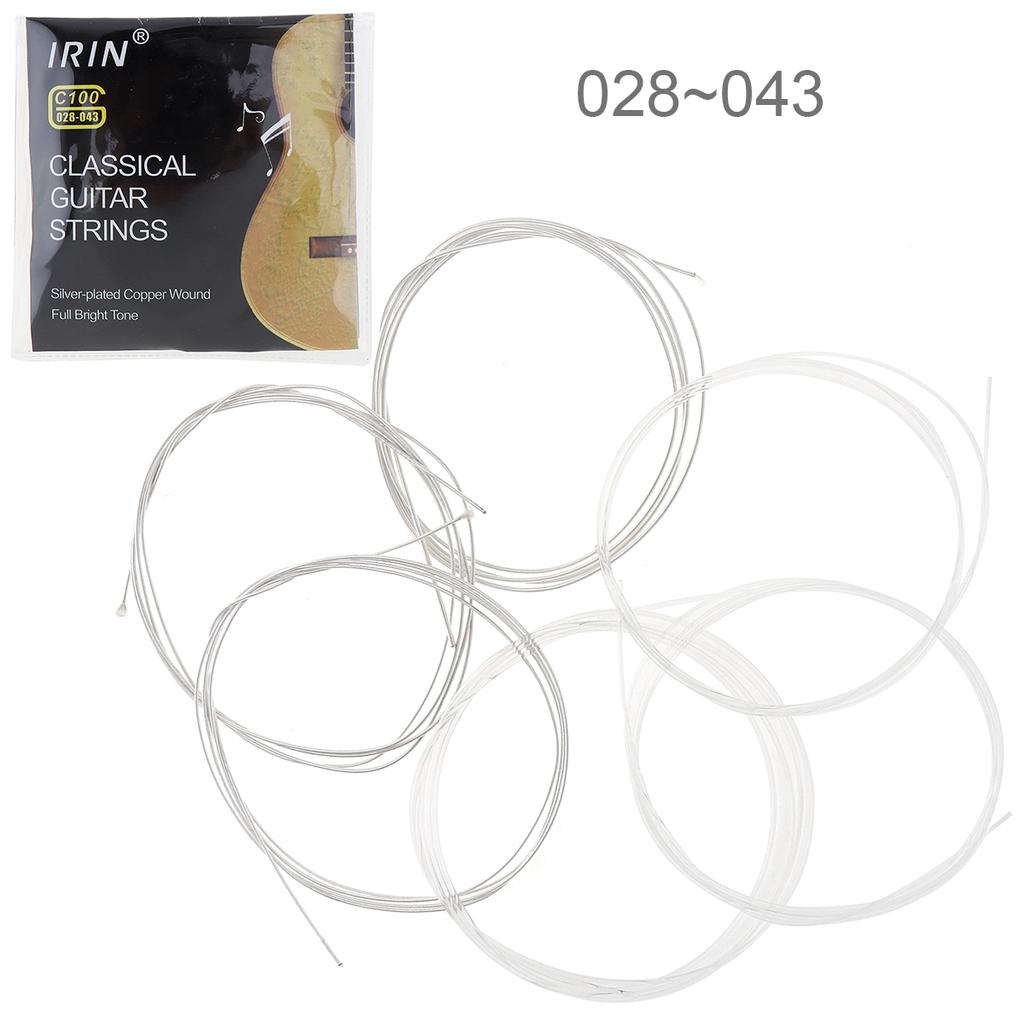 6pcs/set Classical Guitar Strings 028-043 Inch Steel Core Silver-Plated Copper Alloy