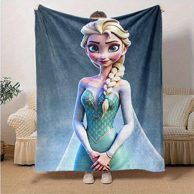 1PC Cartoon Elsa Blanket, Seasonal Universal, Home Decoration, Throw Blankets, Soft Flannel Throw Blanket, Versatile & Cozy for Bedroom, Cut