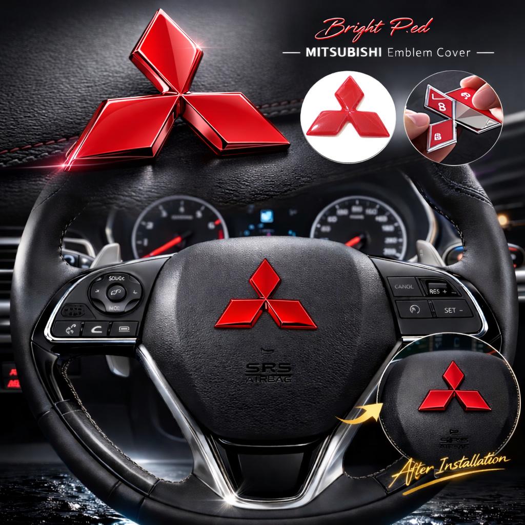 1pcs 46mm ABS overlay steer wheel emblem Sticker Car Steering Wheel Car Interior Emblem Car styling Accessories For Mitsubishi