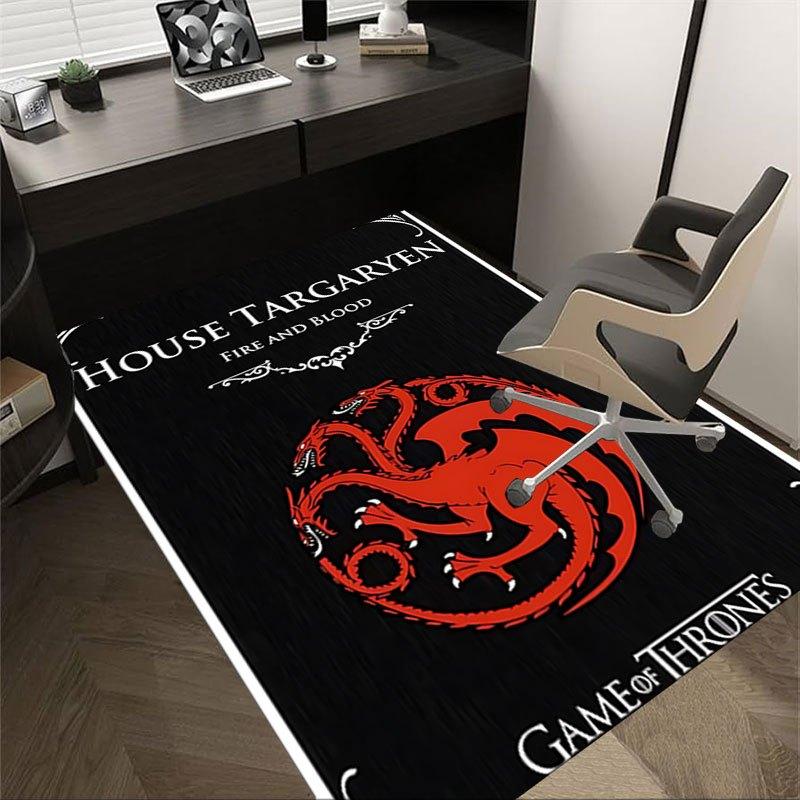 1pc Fire and Blood Office Carpet Chair Mats, Home Decor Mat | Fantasy Theme Mat | Durable Mat, Dragon DecorB11