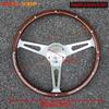 Car Accessories 15Inch JDM Classic Wooden Steering Wheel Vintage Sports Real Wood Steering Wheel with Rivet