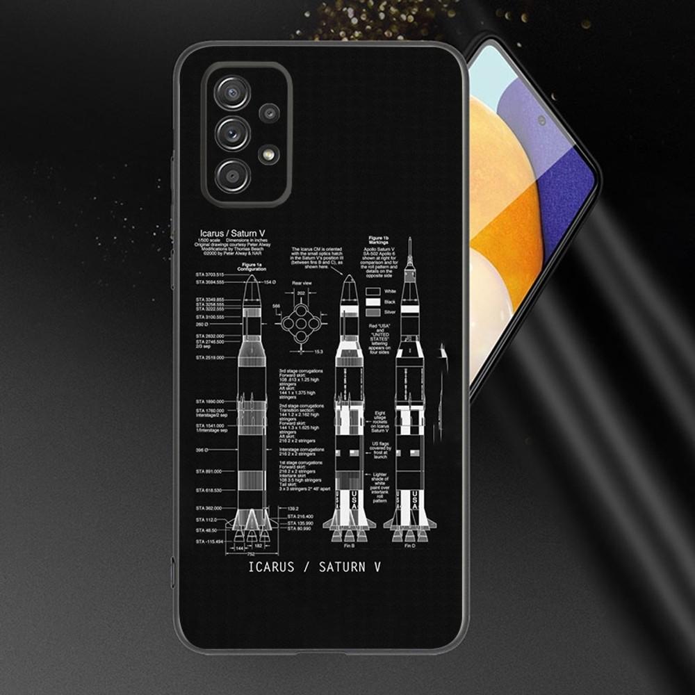 Space Rocket Launcher Phone Case For Samsung Galaxy A13,A21s,A22,A31,A32,A52,A53,A71,A80,A91 Soft Black Phone Cover