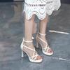 Fashion NEW Summer Women Sandals Square Toe High Heel Shoes Sheep Suede Leather Shoes for Women Solid Thin Heel Slingback Modern Sandals
