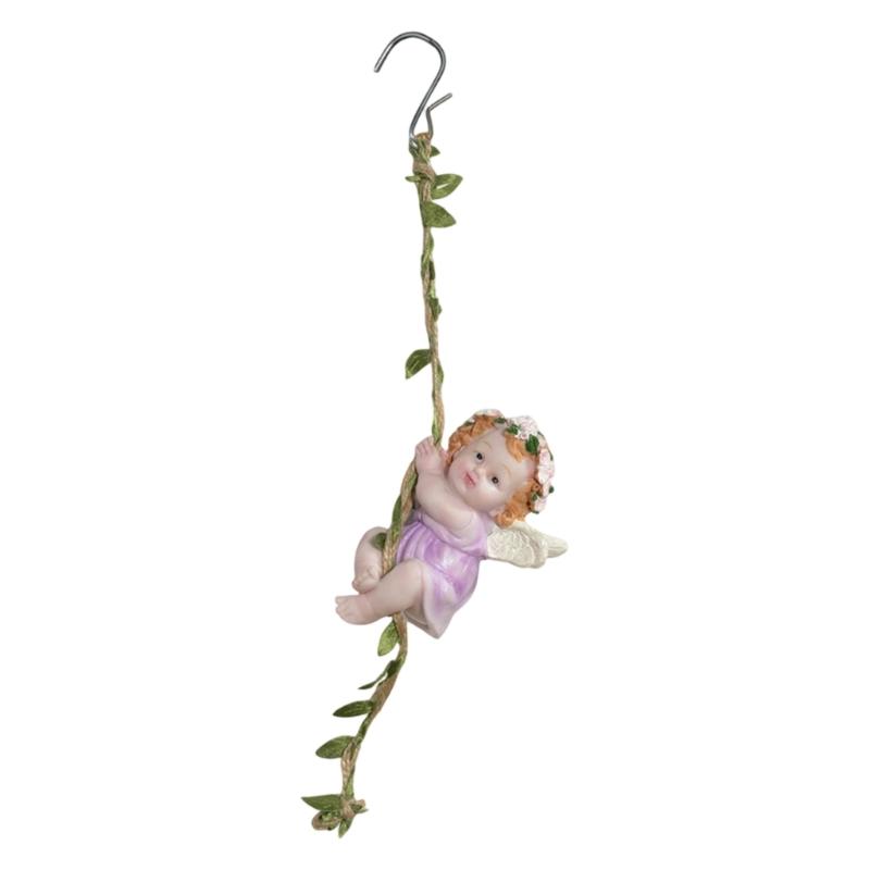 Элегантная статуэтка Садовая Фея Цветов, Подвесная Фигурка Ангела из Смолы, Украшение с Крючком для Балконов и Домашнего Декора