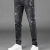 Thin New Jeans Black Men's Trousers Broken Jeans Trend Casual Trousers