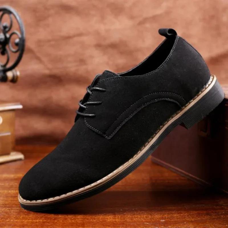Fashion Men Dress Shoes Fashion Oxford Leather Shoes Comfortable Shoes For Mens Sneakers Large Size Suede Flat Footwear Chaussure Homme