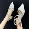 Versatile High-heeled Women's Shoes and Sandals Summer 2025 New Thick-heeled Medium-heeled Bag Head Fairy Style with Skirt Fashion Woman