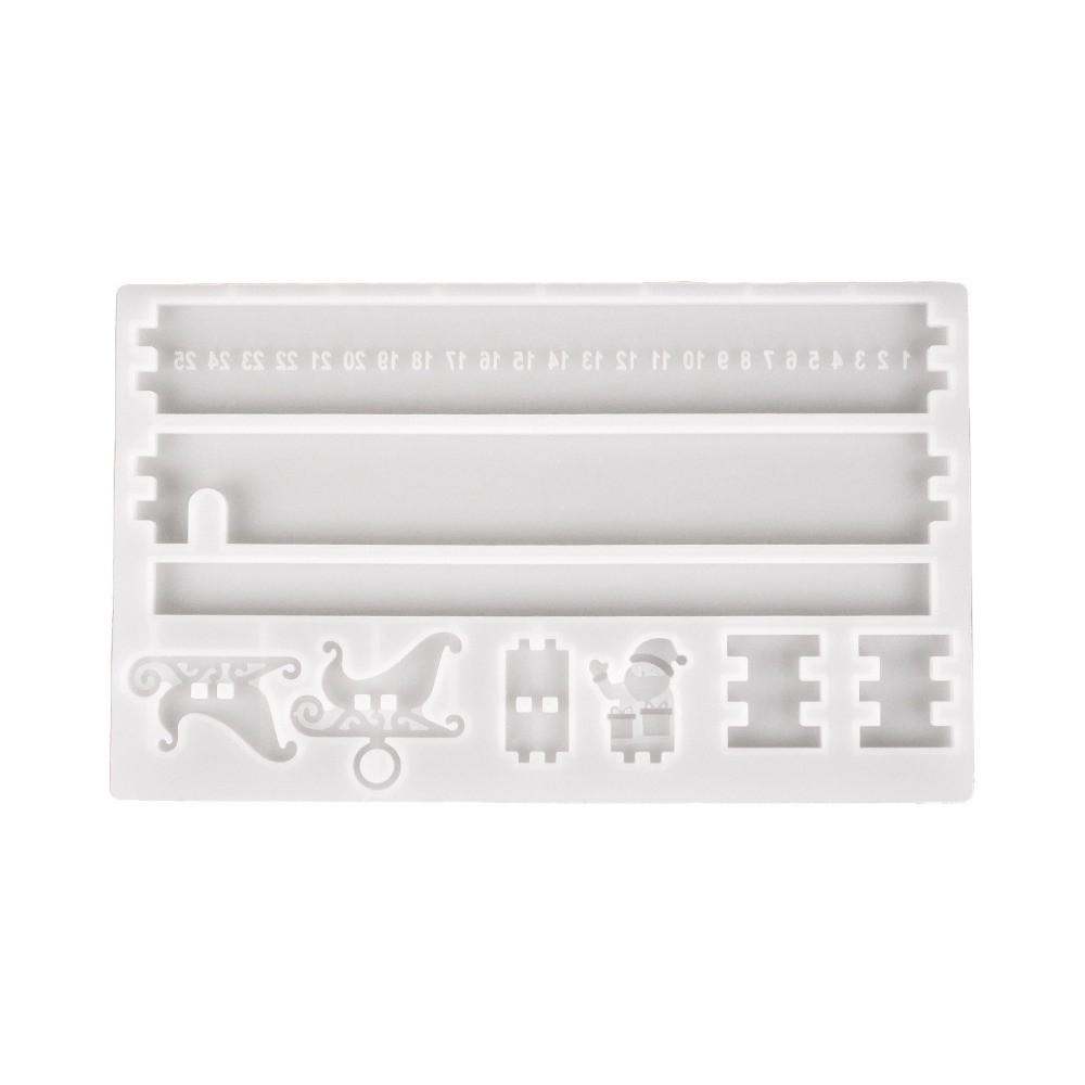 Rectangle Silicone Christmas Countdown Silicone Mold Light Silhouette Digital Number Santa Claus Silhouette Mold Cement Mold