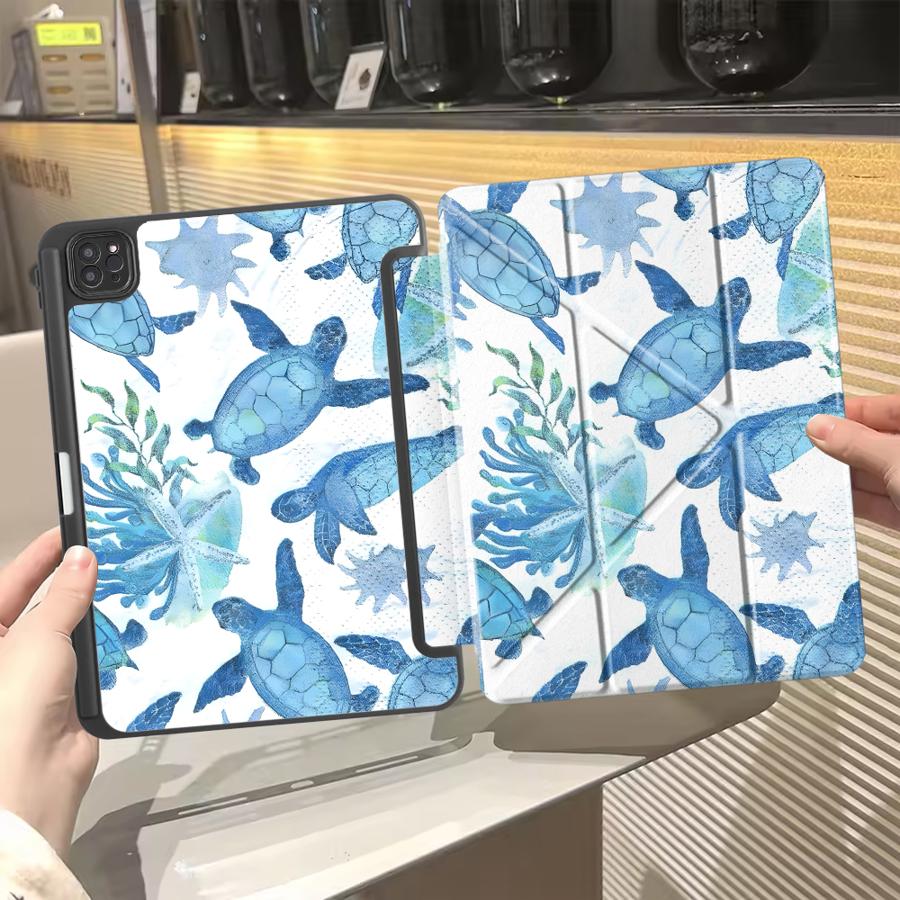 Чехол-планшет Морские Черепахи для iPad Pro 11-го 10-го 9-го 8-го 7-го 12.9 дюймов Pro 2025 Air 4 5 M3 M2 1 2 M4 11 дюймов Mini 6 7 Держатель
