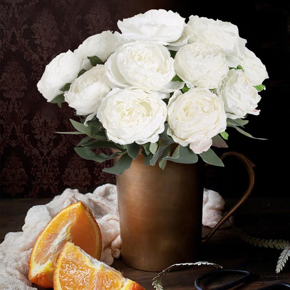 3 Bundles Silk PeoniesVintage Peonies Artificial Flowers Bouquets Fake Peonies Faux Peonies with Stems for Wedding Table Home Decor Bride